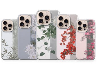 Floral ästhetische Blumen Hülle für iPhone 17 Pro Max, 16e, 15, 14, 13 & Samsung S26 Ultra, S25 FE, A57, A56, Pixel 10, 9A
