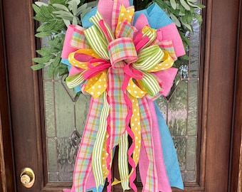 Colorful Plaid Bow for Wreath