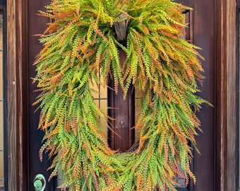 Extra Large Fall Bead Grass Wreath on 24" Oval Grapevine
