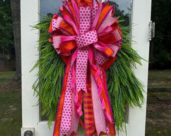 Lazo de verano rosa y naranja para puerta