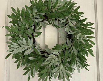 Guirnalda decorativa de hojas de olivo artificiales para puerta, 61 cm (24 pulgadas)