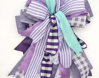 Handcrafted Lavender Meadow Bow – Purple Ribbons, Spring Garden Decor (18" Wide)