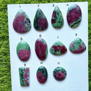 Natuurlijke robijnzoisiet cabochon | Gepolijste losse edelsteen | Robijnzoisiet steen voor het maken van sieraden | Benodigdheden voor draadwikkelen