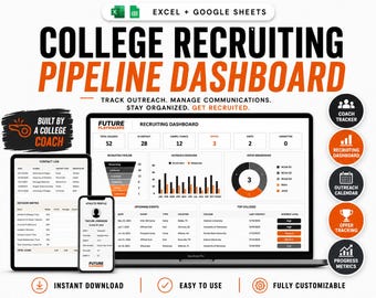 College Einstellungs Tabelle | Athlete PIline, Tracker, Kontaktlog (Excel, Google Sheets)