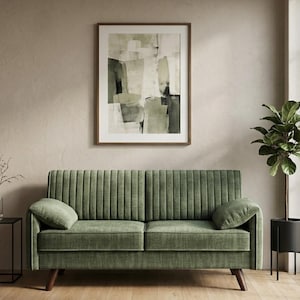 Modern Chenille Loveseat Sofa: Deep Seat, Small Space Couch