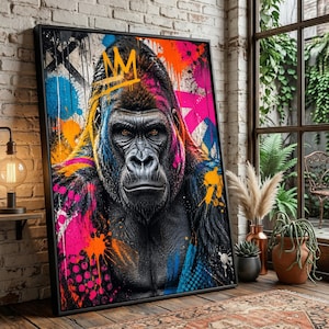 Colorful gorilla art - Etsy 日本
