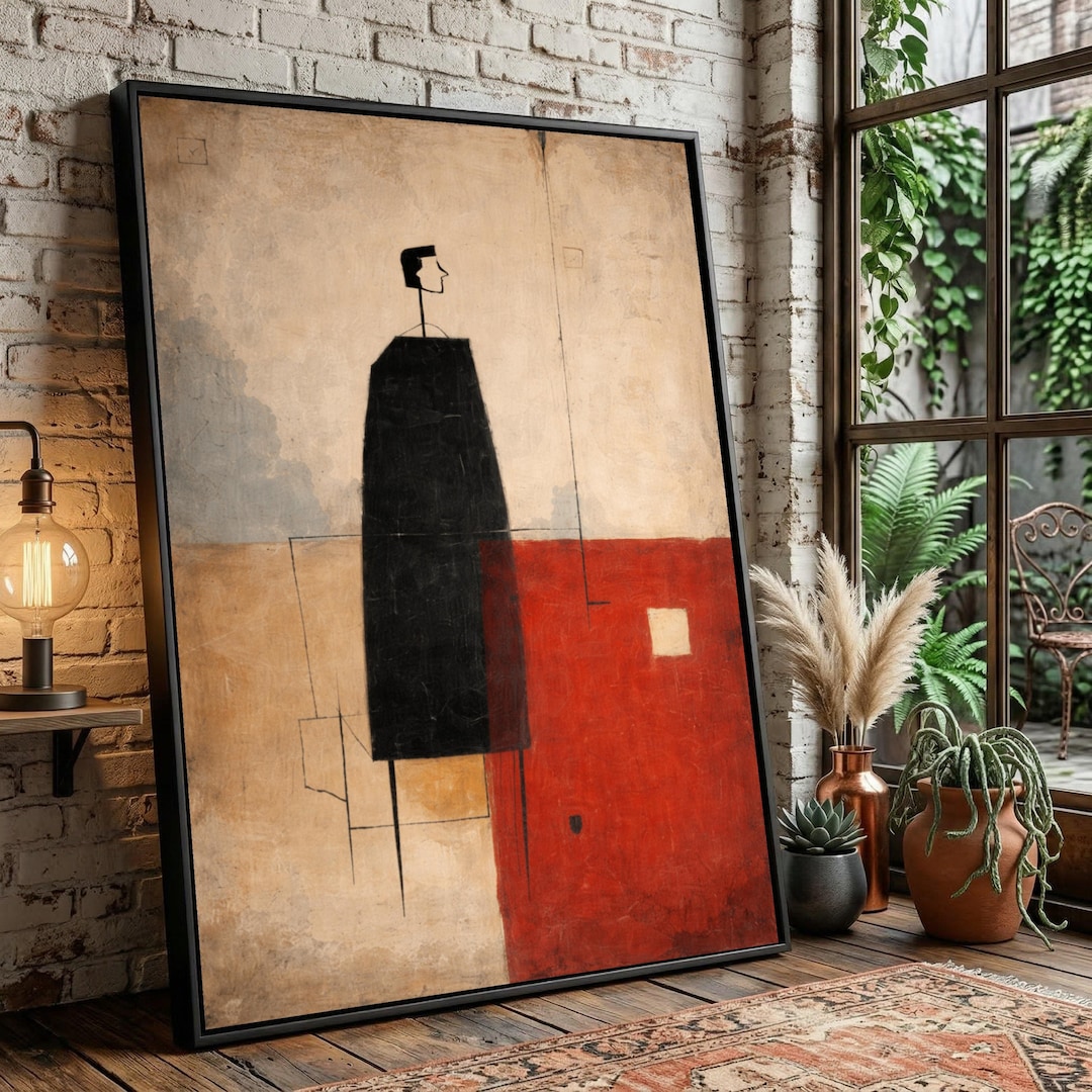Abstract Figure Canvas Print, Mid Century Modern Geometric Wall Art - Etsy