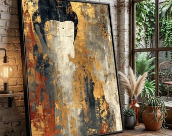Buddha Abstract Canvas Wall Art, Spiritual Meditation Decor, Modern Zen Artwork