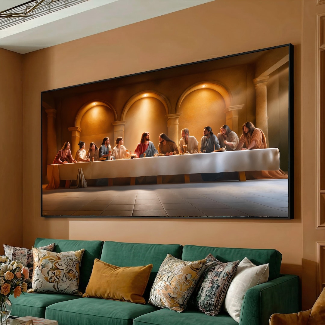 The Last Supper Canvas Wall Art, Religious Jesus Apostles Painting ...