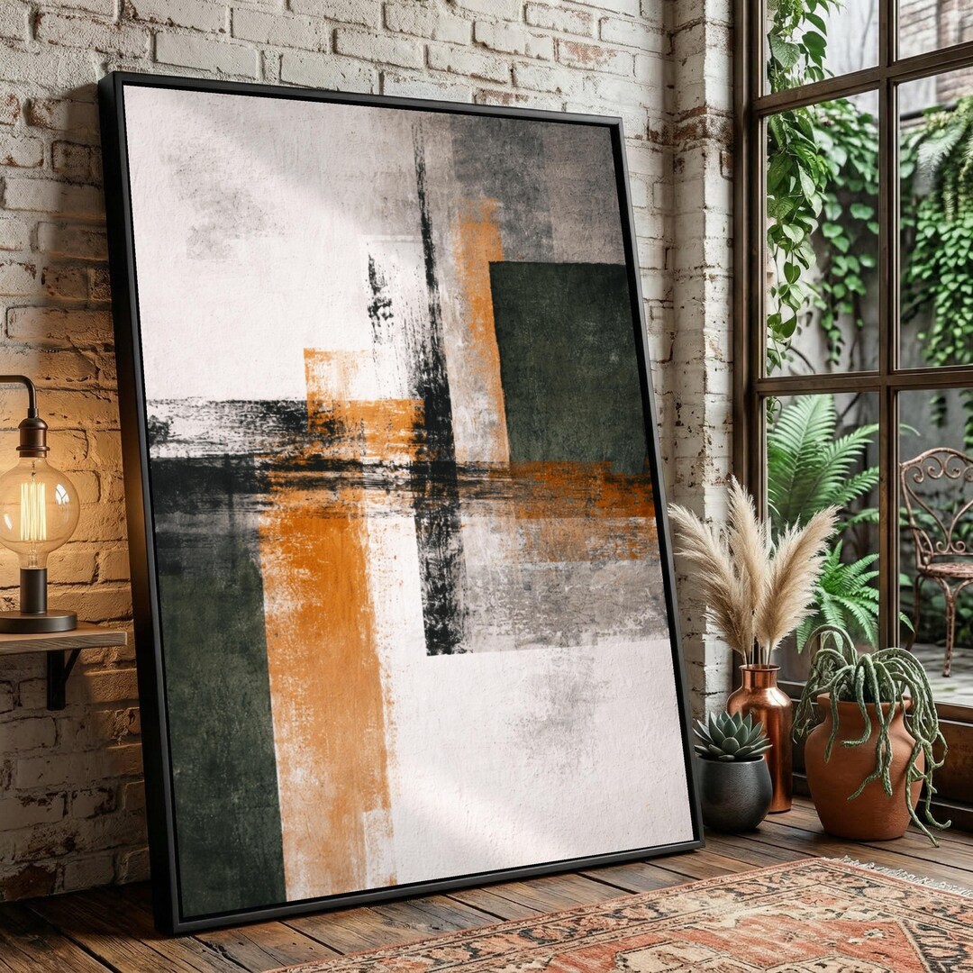 Modern Abstract Canvas Wall Art, Geometric Shapes Painting ...