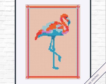 フラミンゴ刺繍パターン – トロピカルクロスステッチコレクション | PDF即時ダウンロード | パターンキーパー対応
