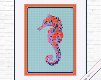 タツノオトシゴの刺繍パターン – オーシャンクロスステッチコレクション | PDF即時ダウンロード | パターンキーパー対応
