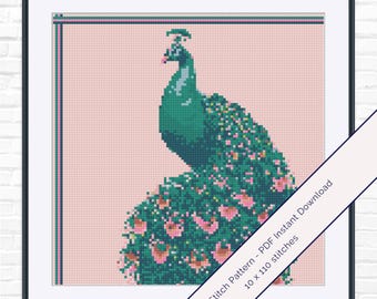 孔雀の刺繍パターン – Petal & Sage 孔雀 | PDF 即時ダウンロード | Pattern Keeper 対応