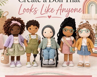 Crochet Doll Pattern Bundle PDF — Inclusive Amigurumi Doll Clothes Accessories and Aids Mix Match Instant Download