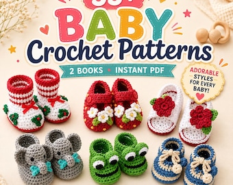 55+ Crochet Baby Patterns Bundle PDF | Shoes Booties Hats Blankets Cocoon Outfit Newborn Baby Shower Gift Instant Download