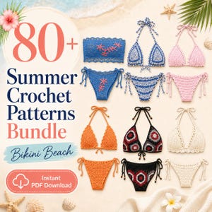 80+ Summer Crochet Patterns Bundle PDF | Bikini Beach Bag Wrap Shawl Pareo Rug Hat Scarf All Skill Levels Pride Month Gift Instant Download