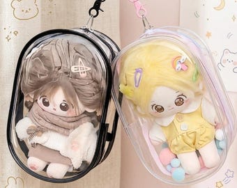 20cm Plush Doll Transparent Display Bag, Cotton Outing Pouch