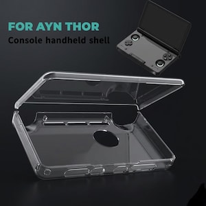 Clear Shockproof Case Compatible with AYN Thor Dual Screen, TPU Protective Flip Cover, Lanyard Ready