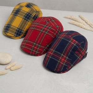 Multi Color Plaid Flat Cap Vintage Newsboy Hat Adjustable Beret Cap Unisex Cabbie Hat Spring Autumn Golf Driving Cap