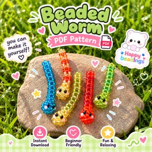 3D Beaded Worm PDF Pattern | Seed Bead Worm Stitch Tutorial | Beading Pattern