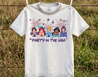 Party In The USA Png, Princess 4th of July Png, Happy 4th of July Png, USA Cartoon Girls Png, Fireworks, Patriotic Png, Freedom Shirt Png