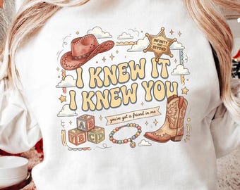 Retro Toy Story 5 PNG, I Knew It I Knew You Western Cowgirl Boots Friendship Bracelet Shirt Design Graphic Download File