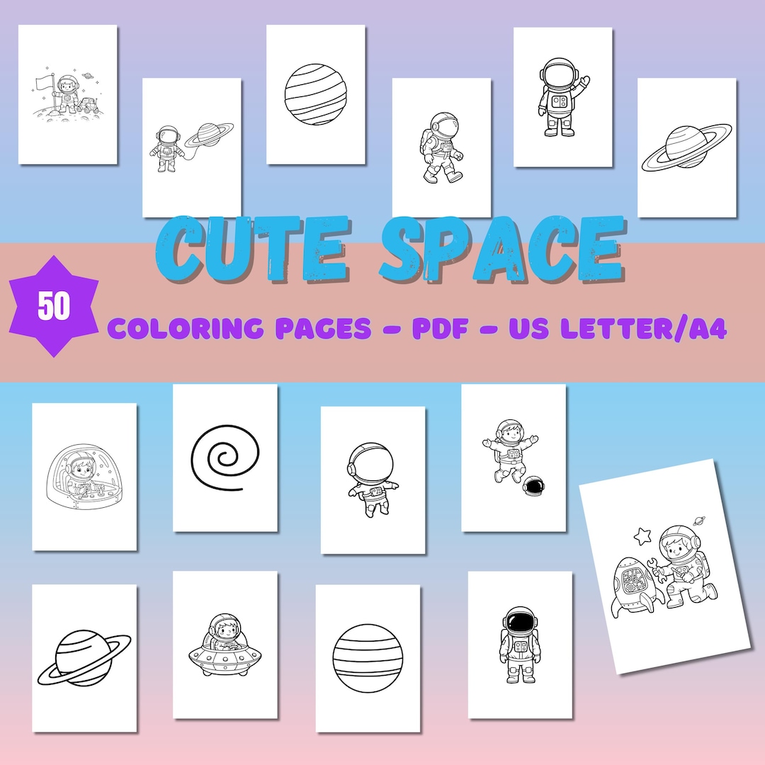 Space Coloring Pages for Kids, Astronaut Rocket Planet Activity Sheets (PDF) - Etsy