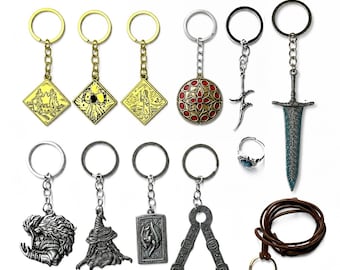 Elden Ring Keychain Talisman Collection, Dark Moon Greatsword, Ranni, Godfrey Icon, Torrent Whistle, Fantasy RPG Gift