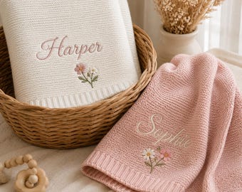 Manta personalizada con nombre de bebé bordado, anuncio de nacimiento personalizado, recuerdo suave para la habitación del bebé, regalo para baby shower