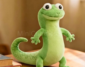 Green Lizard Plush Toy, Tom Lizard Stuffed Animal, Cute Reptile Plushie, Kawaii Animal Doll, Kids Gift, Soft Plush, Room Decor