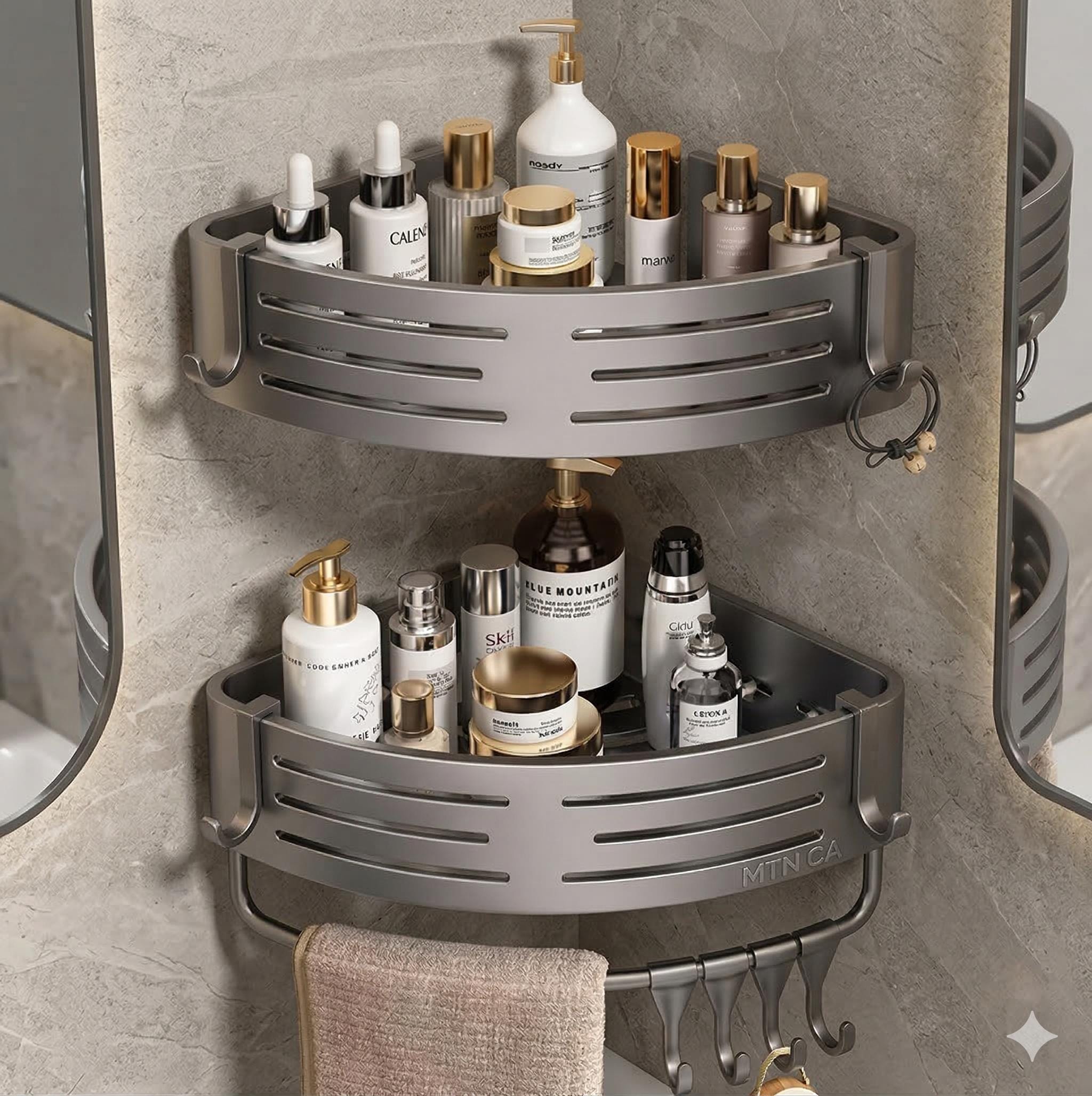 Corner shower caddy - Etsy 日本 フローティングシェルフ シャワー 