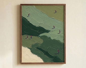 Impressionist Golf Course Art Print, Green Textured Fairway Landscape Poster