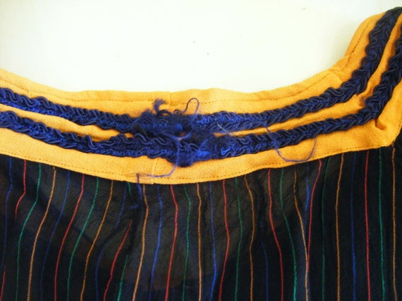 Vintage Sheer Black and Orange Pinstripe Ladies P… - image 5