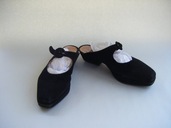 Vintage Gianni Barbato Black Suede Mules-European