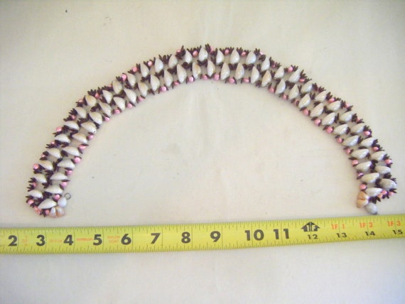 Vintage Pink Seashell Bead Statement Necklace Col… - image 5