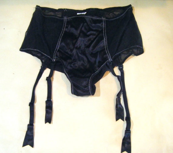 Vintage Black Lingerie Brief Panty with Garters Size … - Gem