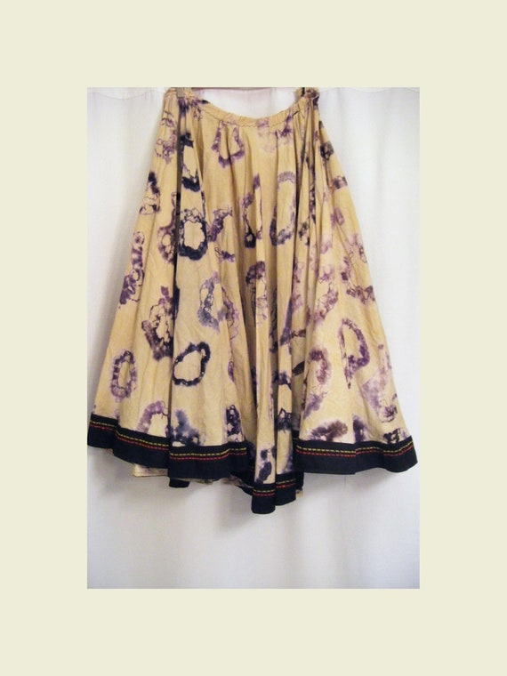 Vintage Handmade Tie Dyed Gypsy Full Skirt 1970s F