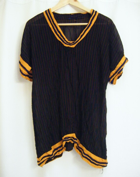 Vintage Sheer Black and Orange Pinstripe Ladies P… - image 2