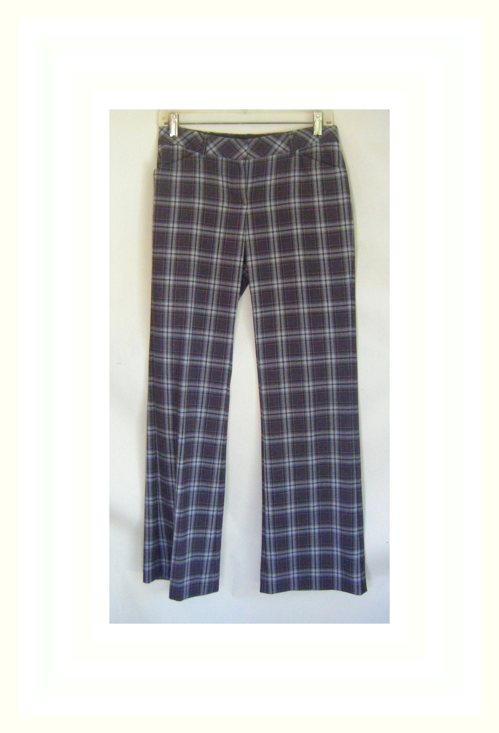 Vintage Plaid Print Pant Ladies Fashion 