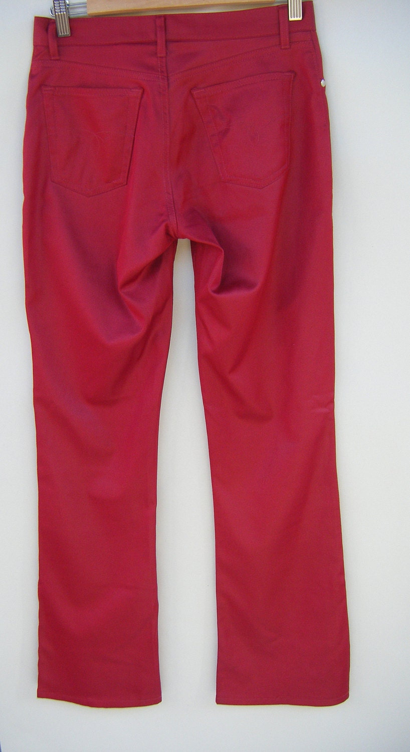 Vintage Red Jean Cut Pant Ladies Fashion Size Small Back Pockets Paris ...