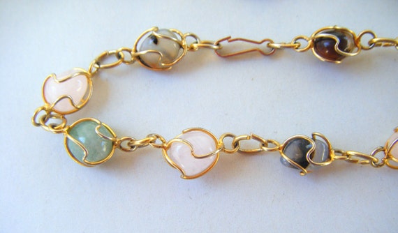 Vintage Wire Stone Jewelry Set Multicolored Gold … - image 3