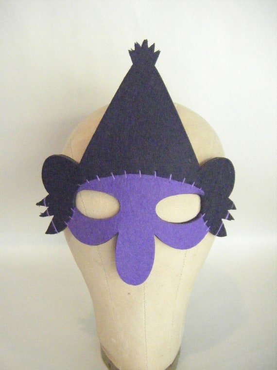 Vintage Witch Purple Black Face Fabric Mask Costum