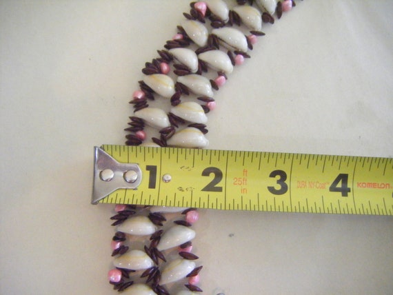 Vintage Pink Seashell Bead Statement Necklace Col… - image 6