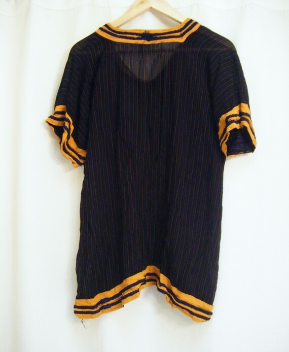 Vintage Sheer Black and Orange Pinstripe Ladies P… - image 3