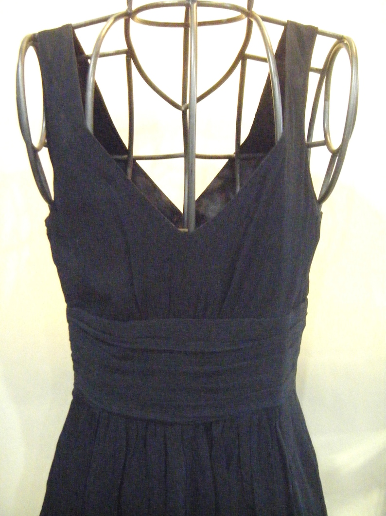 Vintage Black Silk Cocktail Dress Aline Skirt Lightweight Ladies Size