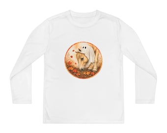 Youth Cute Ghost Horse Shirt | Spooky Season Pony Long Sleeve | Halloween Horse Lover Gift