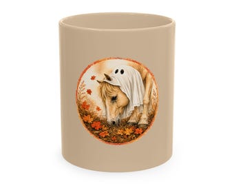 Halloween Horse Mug | Ghost Horse Coffee Mug | Horse Lover Gift | Cozy Fall Mug | Autumn Coffee Cup