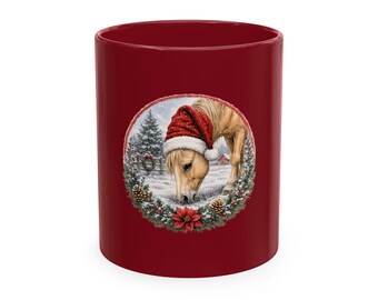 Christmas Horse Mug | Santa Horse Coffee Mug | Horse Lover Christmas Gift | Cozy Holiday Coffee Cup | Farmhouse Christmas Mug