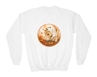 Youth Cute Ghost Horse Sweatshirt | Spooky Season Pony Crewneck | Halloween Horse Lover Gift