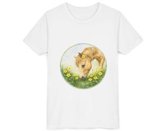Pony with Daisies Youth Tee | Buttercup Horse Kids Shirt